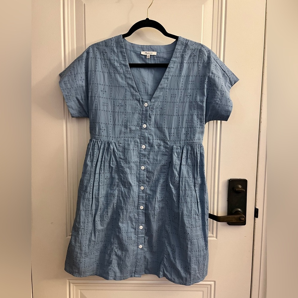Madewell Eyelet V-Neck Mini Dress - Picture 2 of 5